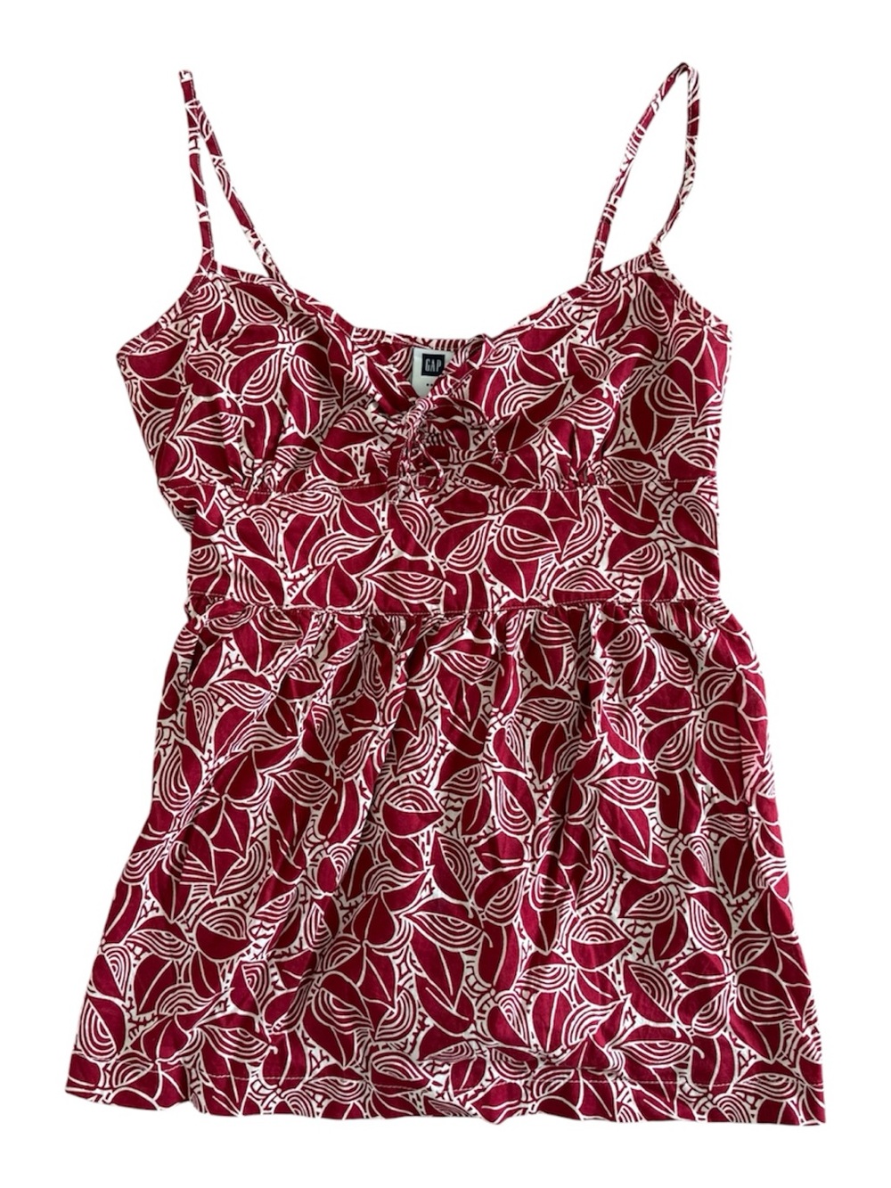 GAP Red and White Leaf-Print Spaghetti Strap Camisole